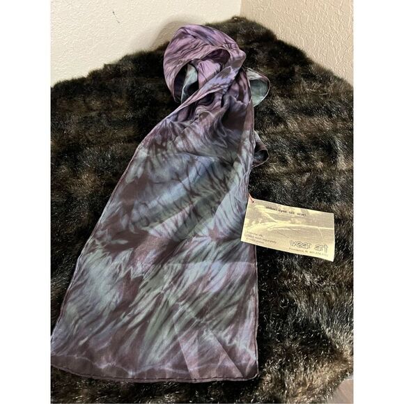 Hand Dyed 100% Silk Shibori Scarf purple grays grey